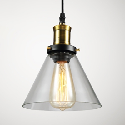One Light Cone/Orb Hanging Light Simple Style Clear Glass Pendant Light for Restaurant Hallway