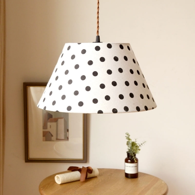 One Light Tapered Shade LED Ceiling Pendant Contemporary Fabric Pendant Light in White for Bedroom