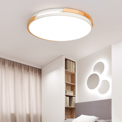 Round Kid Bedroom Ceiling Fixture Acrylic Simple Style LED Flush Ceiling Light in White