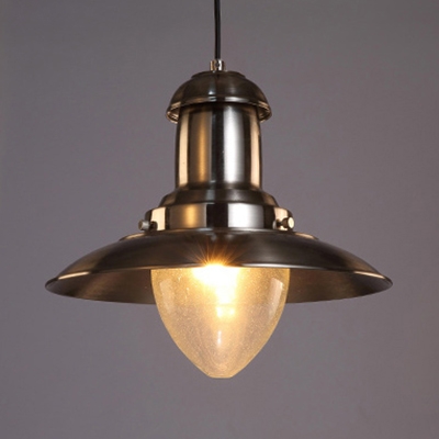 Saucer Shade Restaurant Pendant Light Metal 1 Light Industrial Hanging Light in Copper/Nickle