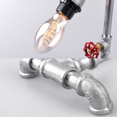 Shop Cafe Bare Bulb Desk Light Metal One Light Vintage Style Reading Lighting with Water Pipe