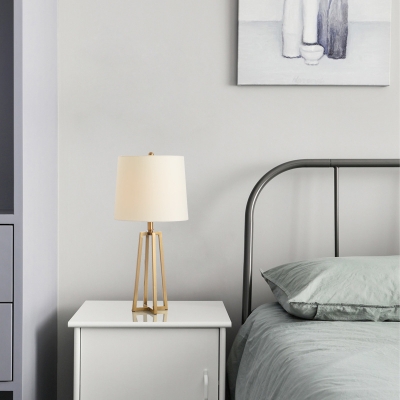 Simple Style White Desk Light with Tapered Shade 1 Light Metal Study Light for Bedside Table