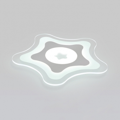Simple Style White Flushmount Light Gear/Star Acrylic Warm & White Lighting LED Ceiling Lamp for Bedroom
