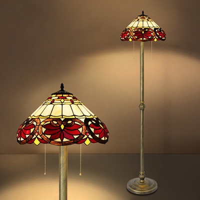 Stained Glass Maple Leaf Floor Lamp Two, Victorian Floor Standing Lamps
