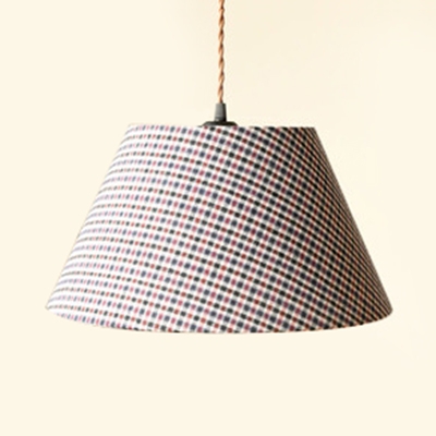 Tapered Shade Hallway Suspension Light with Plaid/Stripe Pattern Fabric 1 Light Modern Ceiling Light