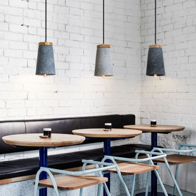 Tapered Shade Suspension Light Single Light Antique Style Cement Hanging Light for Restaurant