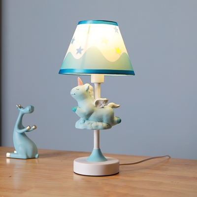 Unicorn Bedroom LED Desk Light Resin 1 Light Cartoon Plug In Study Room in Blue/Gold/Pink