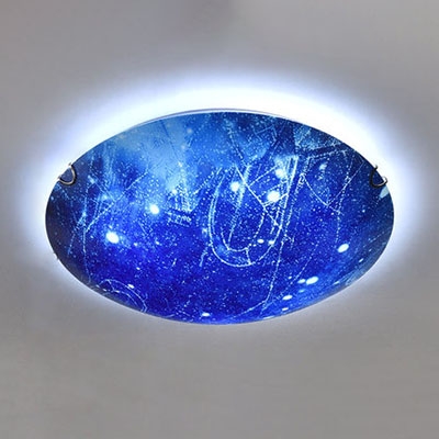 Universe Child Bedroom Flush Ceiling Light Glass Beautiful LED Blue Ceiling Lamp in Warm/White