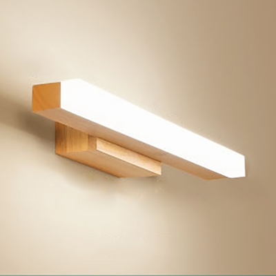 Wood Linear LED Vanity Lighting 16/23.5/31.5 Inch Nordic Style Waterproof Wall Light in Beige for Dressing Room