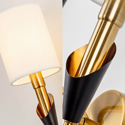 1/2 Lights Cylinder Shade Wall Sconce Modern Style Metal Sconce Light in Brass for Study Room