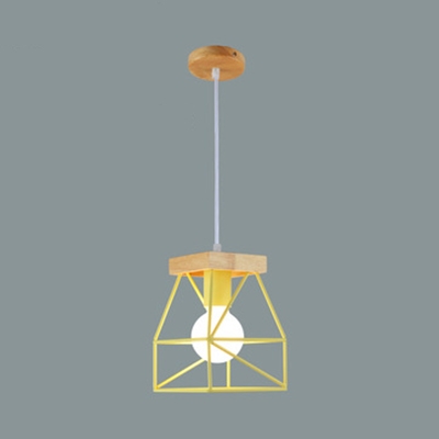 1 Light Cage Pendant Light Macaron Loft Metal Ceiling Lamp for Restaurant Dining Room