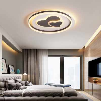 2-Heart Living Room Ceiling Mount Light Acrylic Contemporary Third Gear LED Flush Light