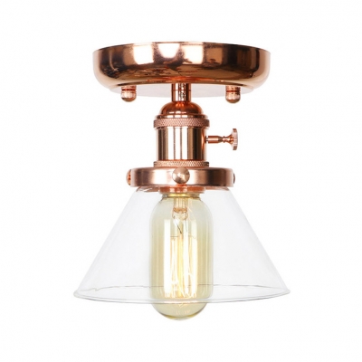 1 Light Edison Bulb Flush Mount Light Industrial Clear Glass Ceiling Lamp in Copper for Bathroom