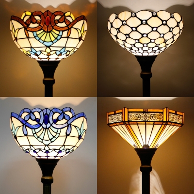 Plug In Brass Floor Light Single Light Tiffany Traditional Floor Lamp for Dining Room