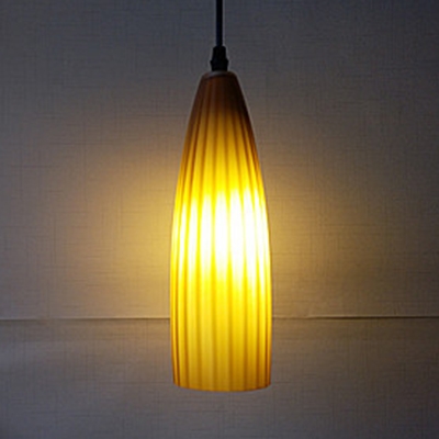 Amber/Blue/Brown Melon Pendant Lamp 1 Head Art Deco Flute Glass Hanging Light for Office Bar