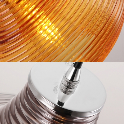 Ridged Cloth Shop Pendant Lamp Amber/Clear/Green/Smoke Glass 1 Bulb Modern Style Ceiling Light