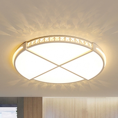 Acrylic Circle LED Ceiling Mount Light Living Room Modern Flush Light with Crystal in Warm/White