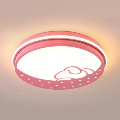 Acrylic Rabbit Moon Flushmount Light Child Bedroom Lovely Stepless Dimming/Third Gear/White Lighting LED Ceiling Fixture