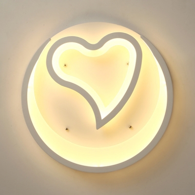 Bedroom Moon & Heart Flush Mount Light Acrylic Modern White Ceiling Light Fixture for Bedroom