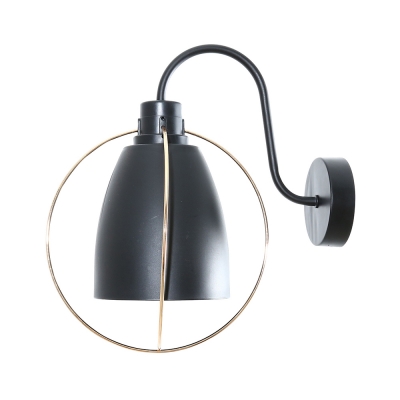 Black Bowl Shade Wall Light 1 Light Industrial Metal Sconce Light for Bedroom Restaurant