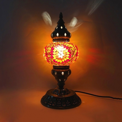 Blue/Multi-Color/Orange Table Light One Light Moroccan Mosaic Metal Desk Lamp for Bedroom