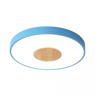 Concentric Circle Kindergarten Flush Mount Light Wood Contemporary LED Ceiling Lamp in Warm/White