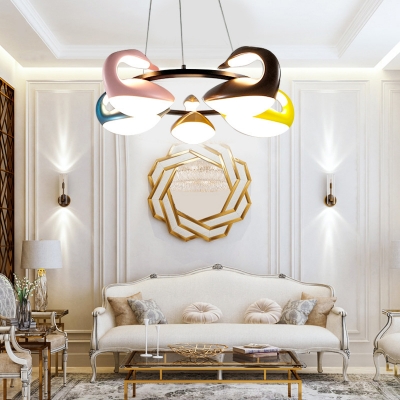 Creative Multi-Color Chandelier Third Gear/Stepless Dimming 5 Heads Acrylic Pendant Light for Bedroom