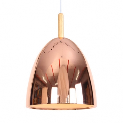 Dining Room Dome Pendant Lamp with Adjustable Cord Metal 1 Light Modern Chrome/Rose Gold Hanging Light