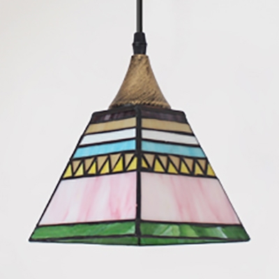 Dining Table Small Pendant Light Stained Glass 1 Light 6 Inch Tiffany Style Hanging Lamp