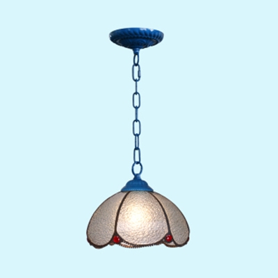 Dome Shade Bedroom Hanging Light Dimple Glass 1 Light Tiffany Contemporary Ceiling Pendant in Black/Blue
