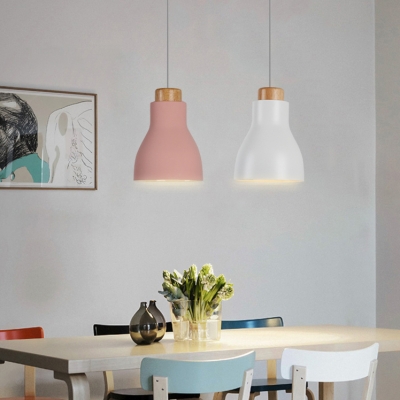 Gray/Green/Pink/White Hanging Light One Light Macaron Loft Aluminum Pendant Lamp for Office