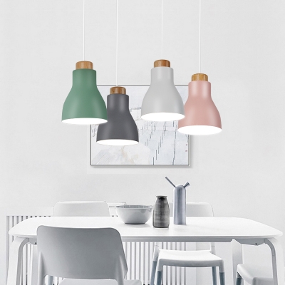 Gray/Green/Pink/White Hanging Light One Light Macaron Loft Aluminum Pendant Lamp for Office