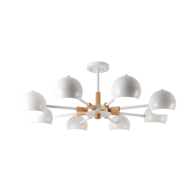 Living Room Globe Suspension Light Metal 8 Lights Nordic Style Macaron White/Gray/Khaki Chandelier