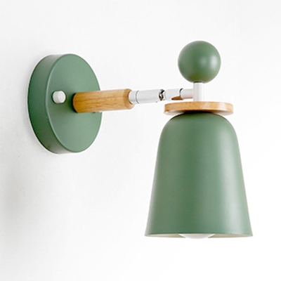 Metal Bell Rotatable Wall Light Foyer Stair 1 Light Simple Style Sconce Light in Macaron White/Green/Gray