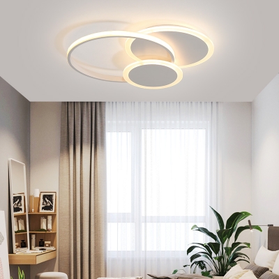 Metal Circle LED Flush Ceiling Light Contemporary Black/White Ceiling Fixture in Warm/White for Hallway