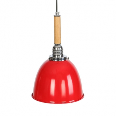 Metal Dome Shade Hanging Light Hallway Dining Room 1 Light Vintage Style Ceiling Lamp in Red
