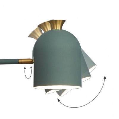 Modern Blue/Green Pendant Light Dome Shade 8 Lights Metal Chandelier for Nursing Room