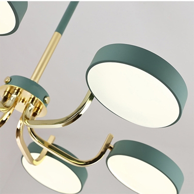 Modern Round Chandelier 6 Lights Acrylic Warm Lighting Pendant Light in Black/White/Green for Bedroom
