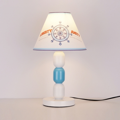 Nautical Style Rudder Reading Light Wood 1 Light Blue LED Desk Lamp with Plug In Cord for Living Room