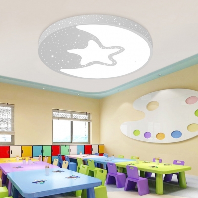 Night View Kindergarten Ceiling Light Metal Modern LED Flushmount Light in Warm/White