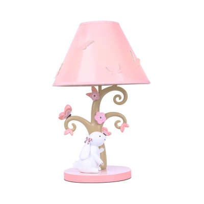 Resin Rabbit Butterfly Desk Light 1 Light Lovely LED Reading Lamp in Pink for Girl Bedroom
