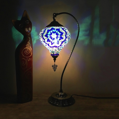 Restaurant Heart Shape Desk Light Colorful Glass One Light Moroccan Turkish Plug-In Table Lamp