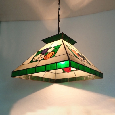 Shop Poker Hanging Light with Craftsman Shade Stained Glass 1 Head Green Pendant Light