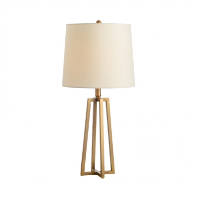 Simple Style White Desk Light with Tapered Shade 1 Light Metal Study Light for Bedside Table