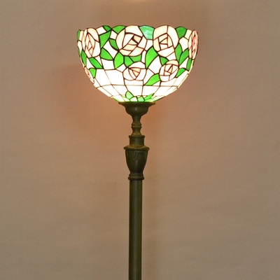Stained Glass Bowl Floor Light Single Light Tiffany Stylish Vintage Standing Light