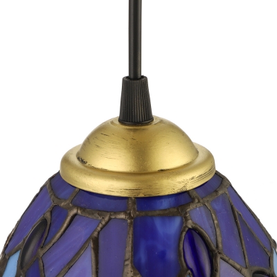 Tiffany Style Dome Pendant Light with Dragonfly Stained Glass Ceiling Light, 23.5