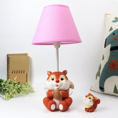 1 Light Monkey/Squirrel Desk Light Cartoon Resin Dimmable Eye-Caring Reading Light in Blue/Pink for Baby Room