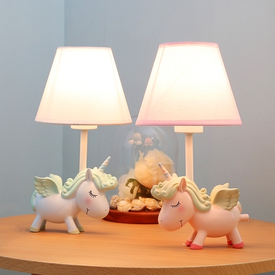 1 Light Unicorn Desk Light Dimmable Animal Resin LED Reading Lamp in Blue/Pink for Child Bedroom