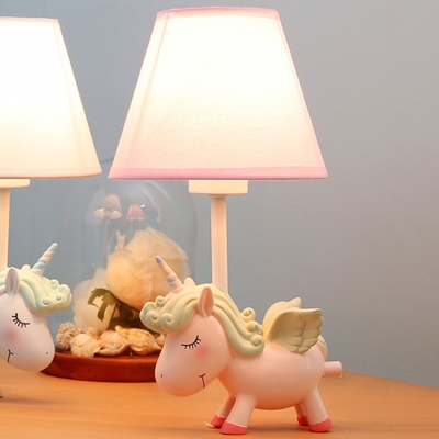 1 Light Unicorn Desk Light Dimmable Animal Resin LED Reading Lamp in Blue/Pink for Child Bedroom