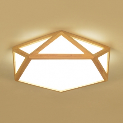 Acrylic Pentagon Flush Mount Light Study Room Contemporary Industrial Ceiling Lamp in Warm/White